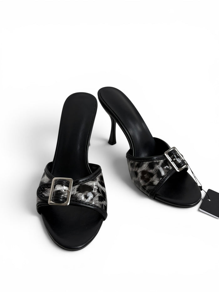 Leopard Print Heeled Sandals