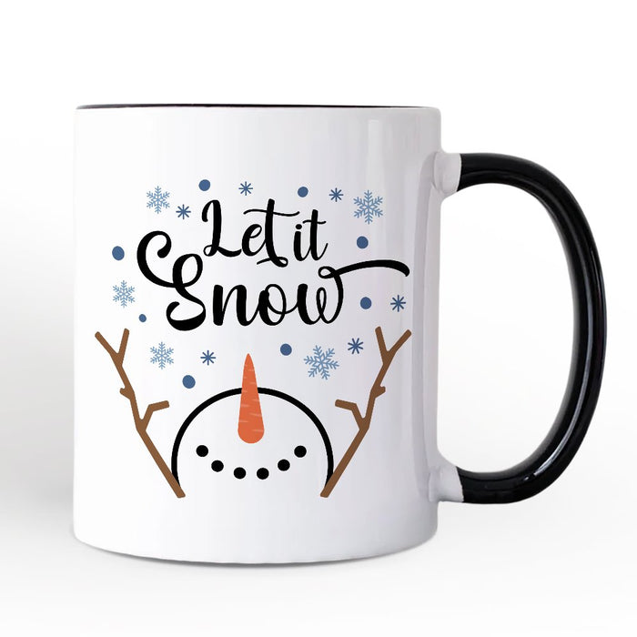 Let It Snow Snowman Personalized Mug, Snowflakes Minimalist Gift with Custom Name Personalized Ceramic Mug OrnamentallyYou White - Black Non-Custom