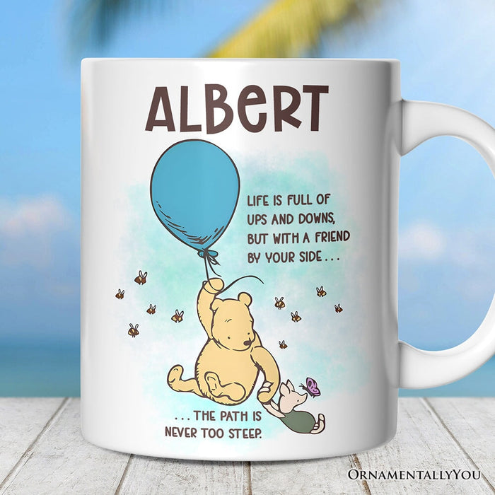 Life's Ups and Downs are Easier With a Friend Winnie-the-Pooh Personalized Mug, 1926 A.A. Milne Uplifting Gift with Custom Name Personalized Ceramic Mug OrnamentallyYou 12oz Mug Customized