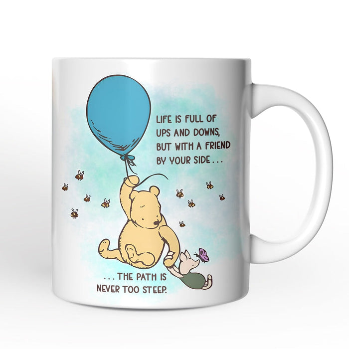Life's Ups and Downs are Easier With a Friend Winnie-the-Pooh Personalized Mug, 1926 A.A. Milne Uplifting Gift with Custom Name Personalized Ceramic Mug OrnamentallyYou 12oz Mug Non-Custom