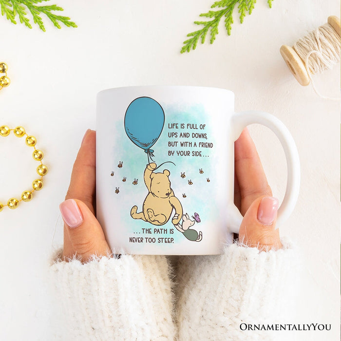 Life's Ups and Downs are Easier With a Friend Winnie-the-Pooh Personalized Mug, 1926 A.A. Milne Uplifting Gift with Custom Name Personalized Ceramic Mug OrnamentallyYou