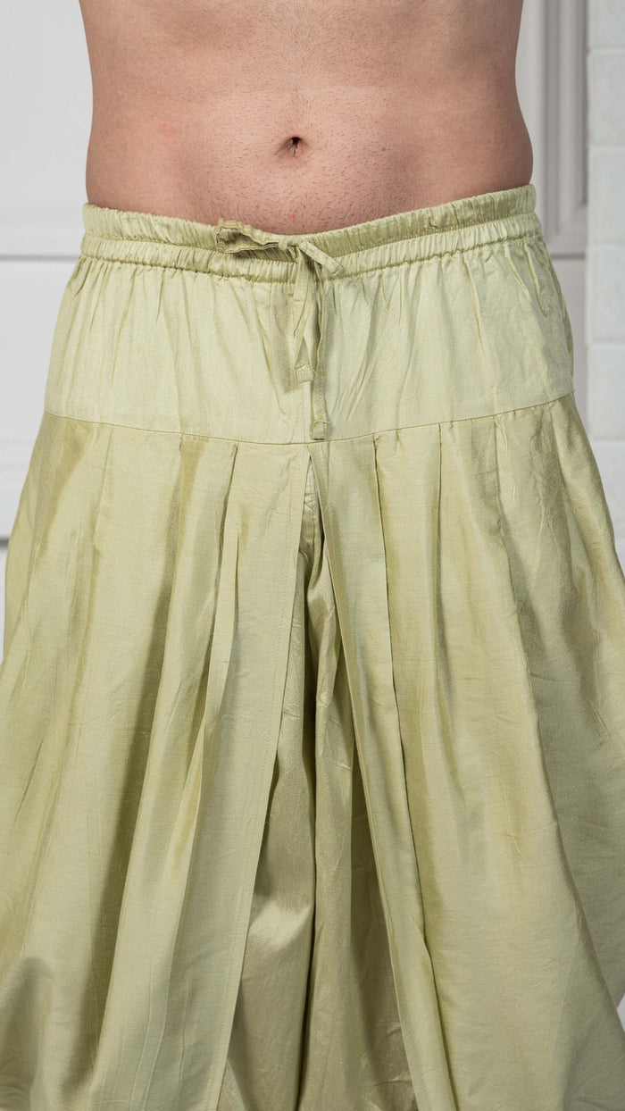 Light Green Silk Blend Kurta Dhoti Dupatta Set