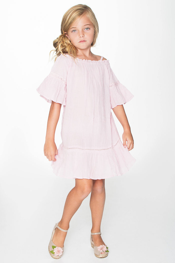 Light Pink Lace Detail Dress Dress Yo Baby Wholesale