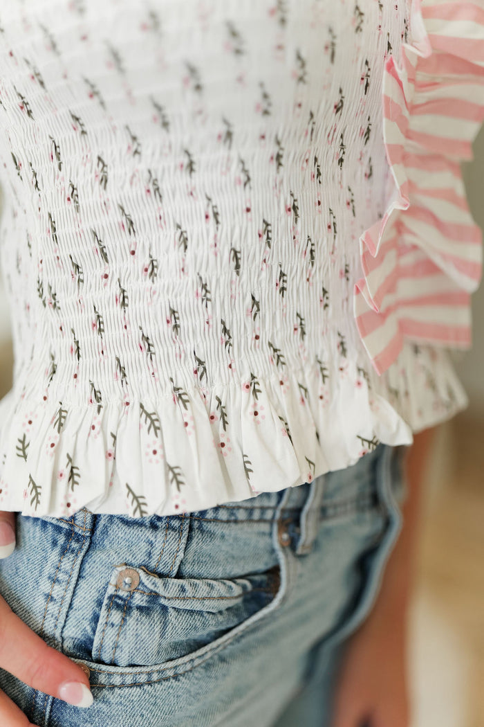 Lilly Mae Top - White Floral