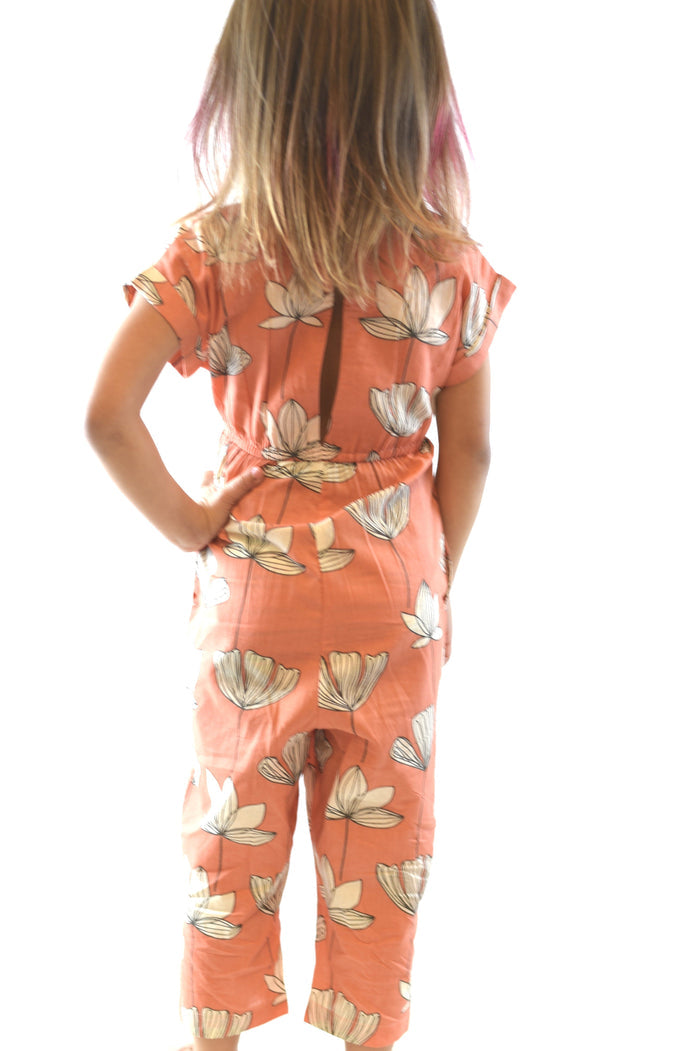 Limited Edition - Coral Floral Jumpsuit with Drawstring Detail Dress Yo Baby Wholesale