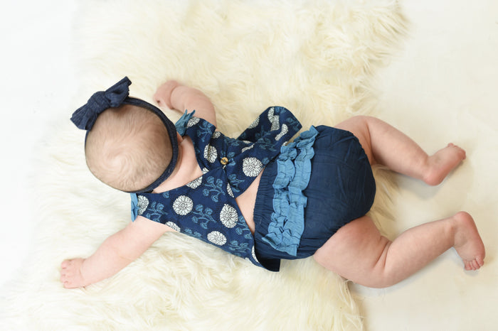 Limited Edition - Ruffled Indigo Top With Diaper Cover Set Dress Yo Baby Wholesale