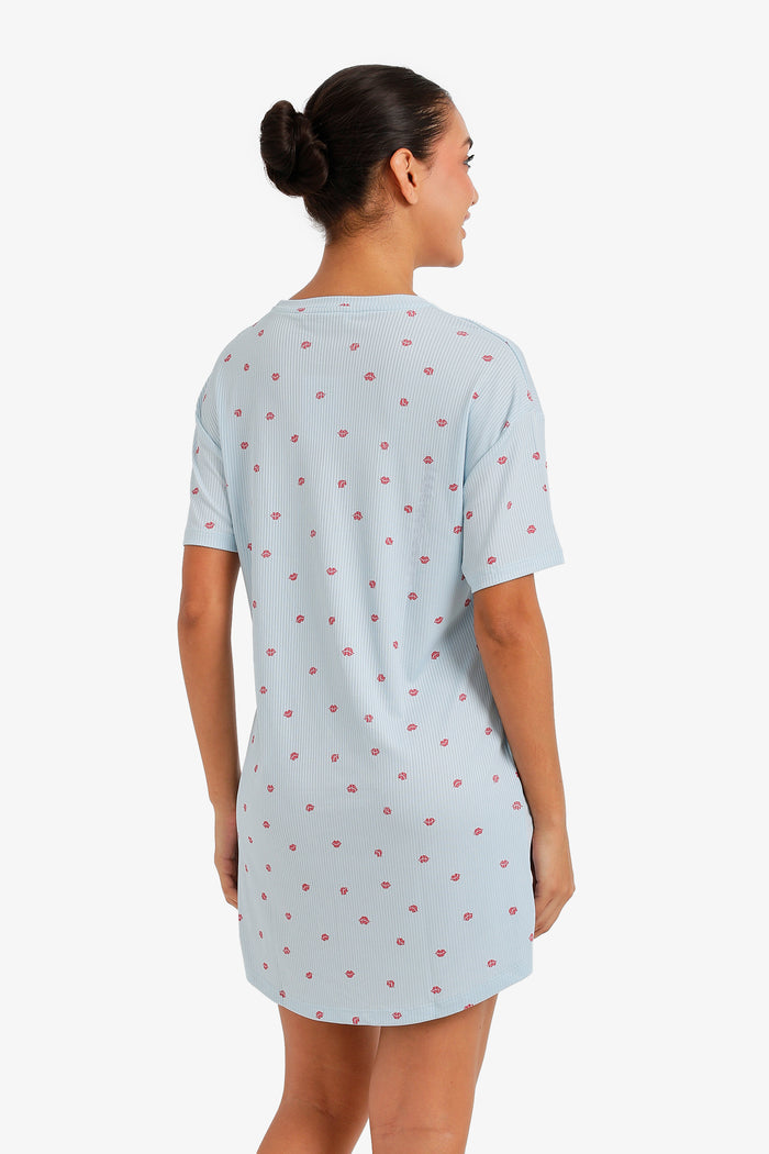 Lips-Print Ribbed Nightgown