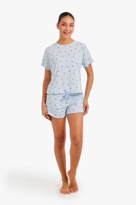 Lips-Print Ribbed Pyjama