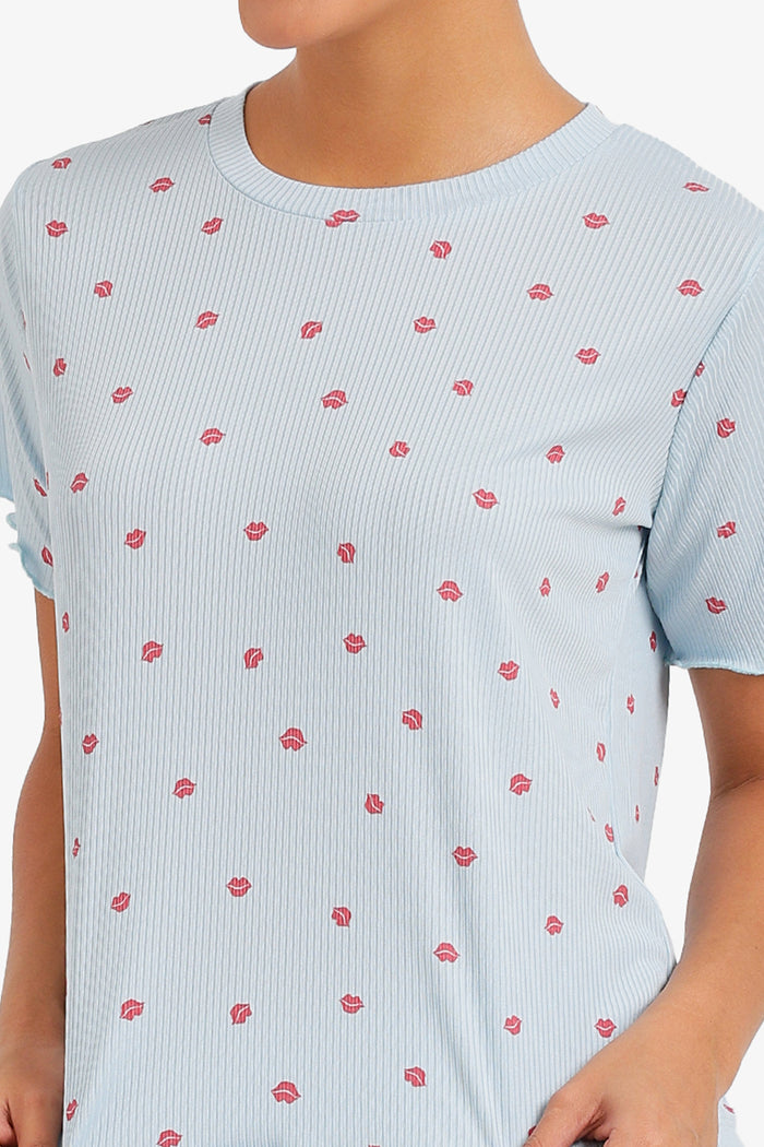 Lips-Print Ribbed Pyjama