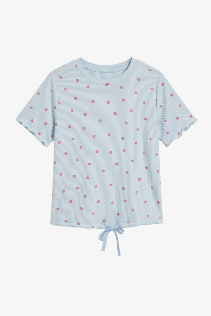 Lips-Print Ribbed Pyjama