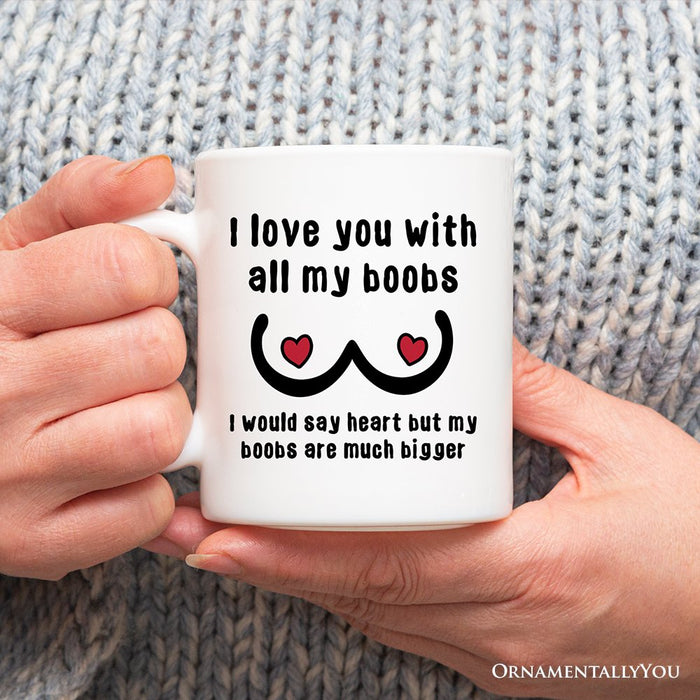 Love Bigger Than My Heart Personalized Mug, Funny Gift For Him With Custom Name Personalized Ceramic Mug OrnamentallyYou 12oz Mug Non-Custom