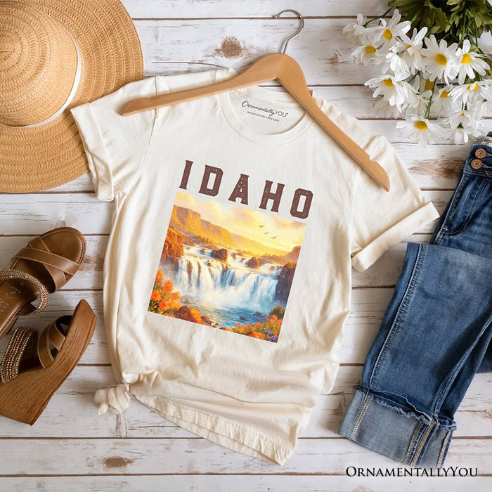 Majestic Idaho State Shoshone Falls T-Shirt, Scenic Waterfall Tee and Nature Travel Souvenir T-Shirts OrnamentallyYou Natural XS