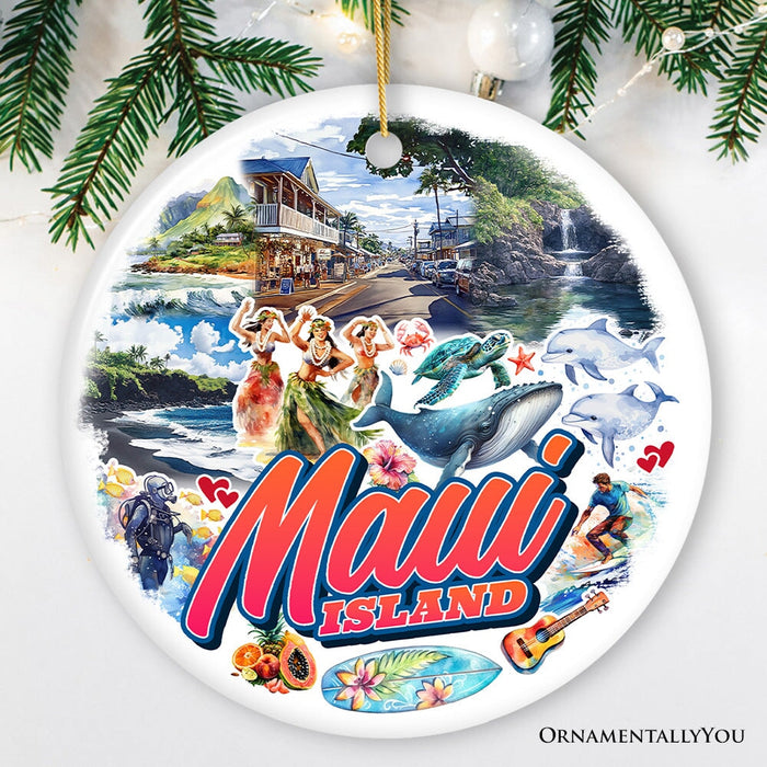 Majestic Maui Island Christmas Ornament, Hawaiian Tropical Paradise Gift and Travel Souvenir Ceramic Ornament OrnamentallyYou