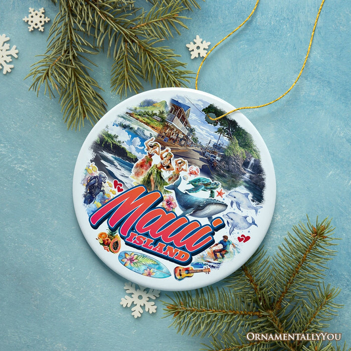 Majestic Maui Island Christmas Ornament, Hawaiian Tropical Paradise Gift and Travel Souvenir Ceramic Ornament OrnamentallyYou