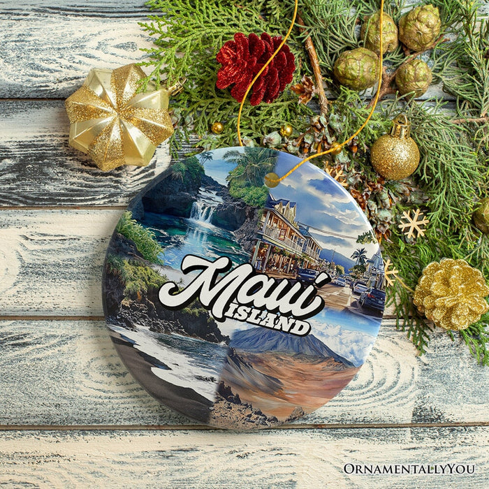 Majestic Maui Island Christmas Ornament, Hawaiian Tropical Paradise Gift and Travel Souvenir Ceramic Ornament OrnamentallyYou
