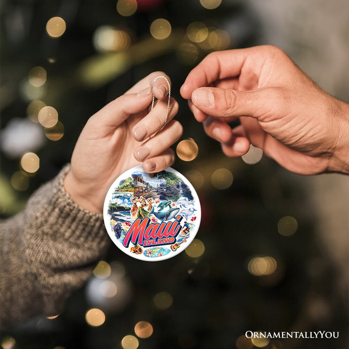 Majestic Maui Island Christmas Ornament, Hawaiian Tropical Paradise Gift and Travel Souvenir Ceramic Ornament OrnamentallyYou