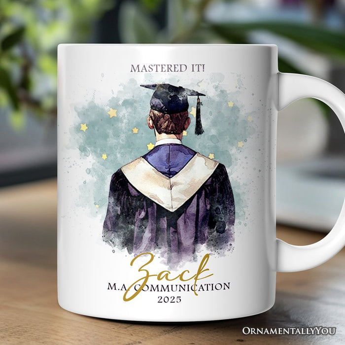 Male Graduation Personalized Mug, Student Custom Gift with Name Personalized Ceramic Mug OrnamentallyYou 12oz Mug Customized