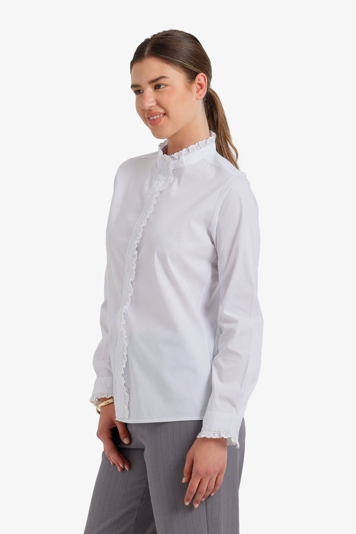 Mandarin Lace Collar Shirt