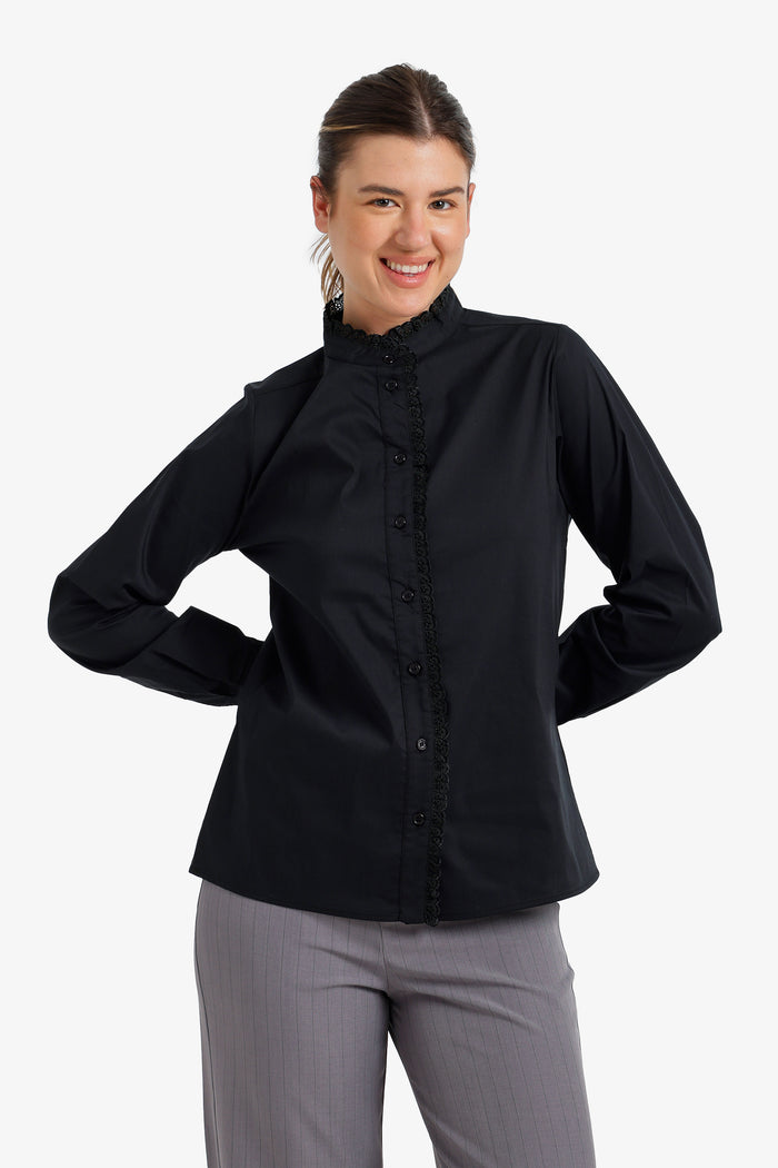Mandarin Lace Collar Shirt
