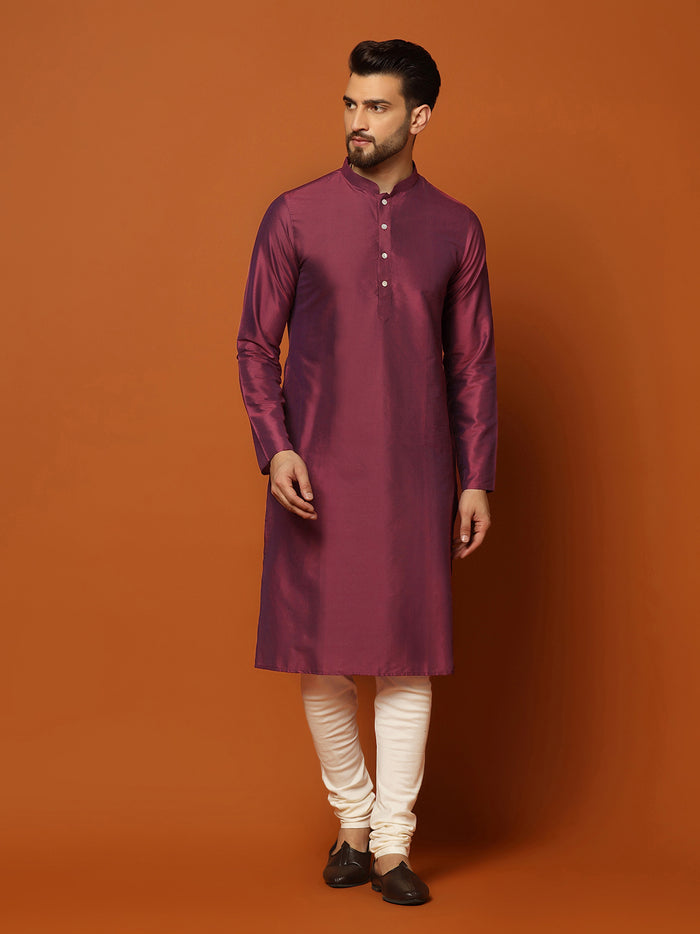 Maroon Cotton Woven Nehru Jacket Kurta Churidar