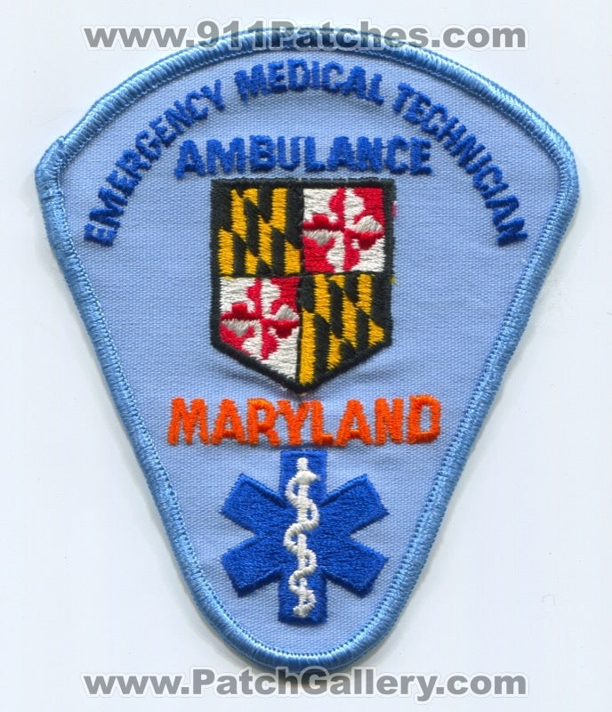 Maryland State Emergency Medical Technician EMT Ambulance EMS Patch Maryland MD