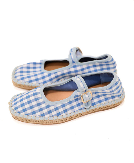 Meg Mary Jane Flat - Blue Gingham