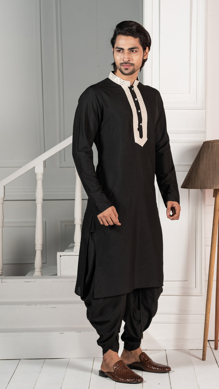 Men Black Kurta