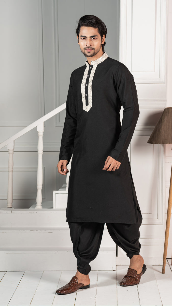 Men Black Kurta