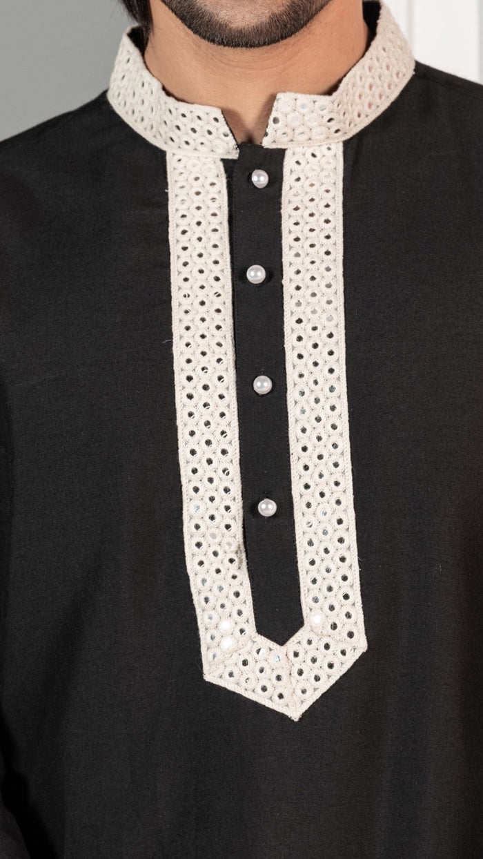 Men Black Kurta