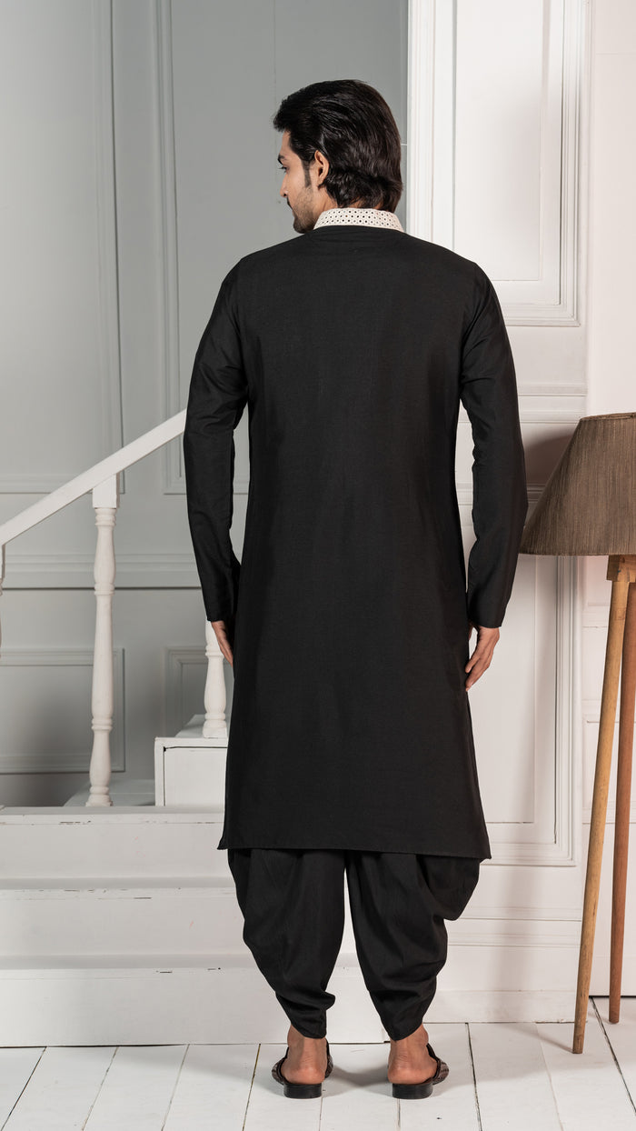 Men Black Kurta