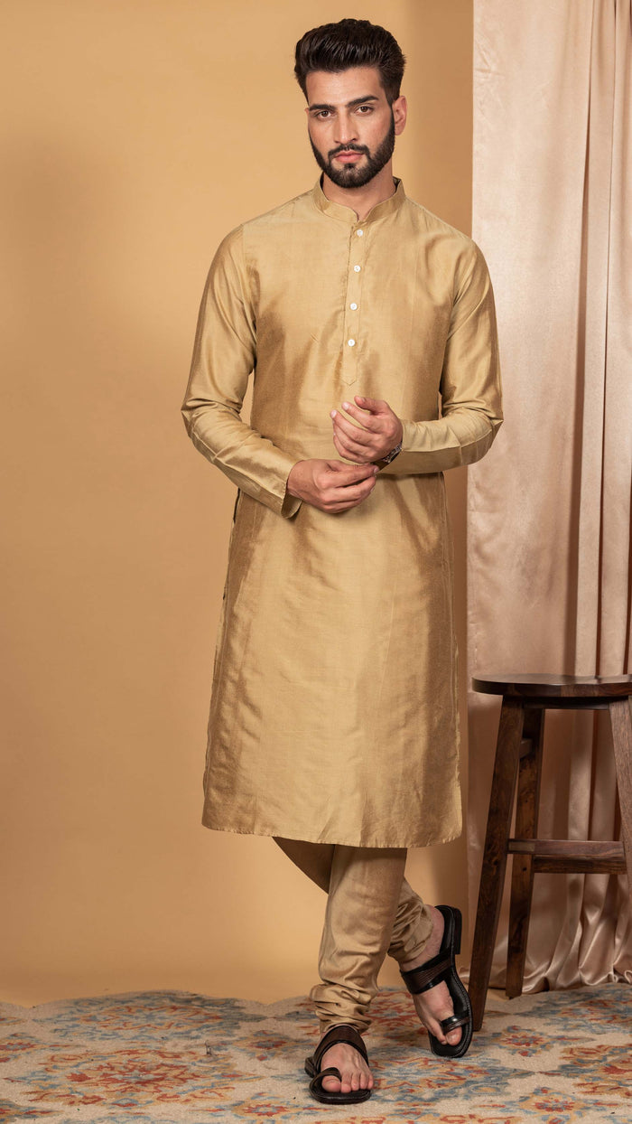 Men Blue Kurta Jacket Set