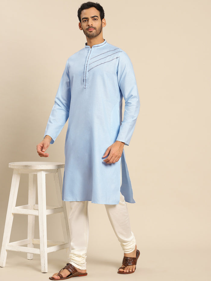 Men blue kurta set