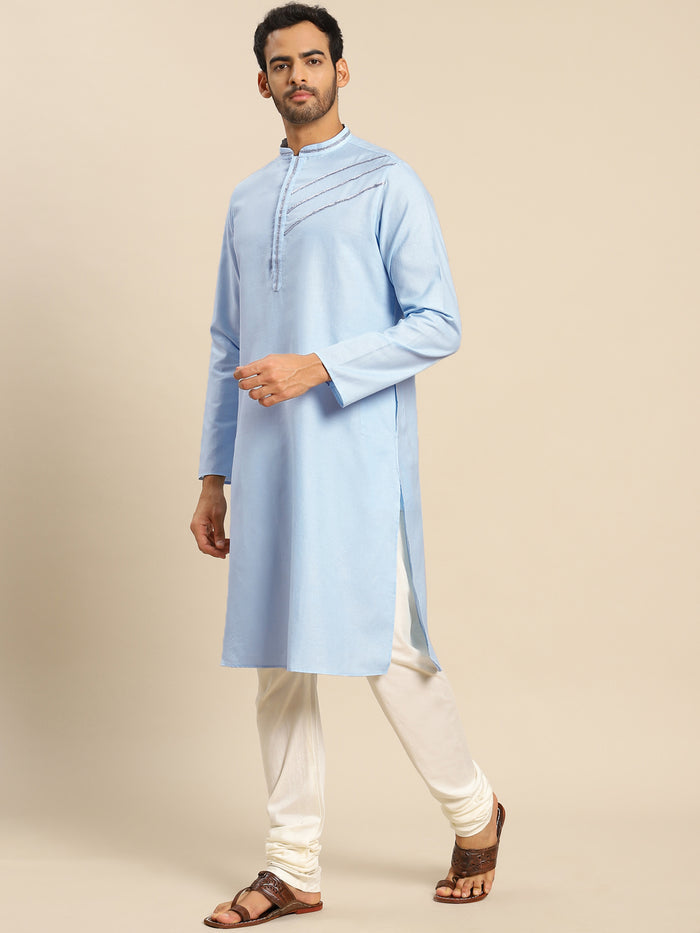 Men blue kurta set