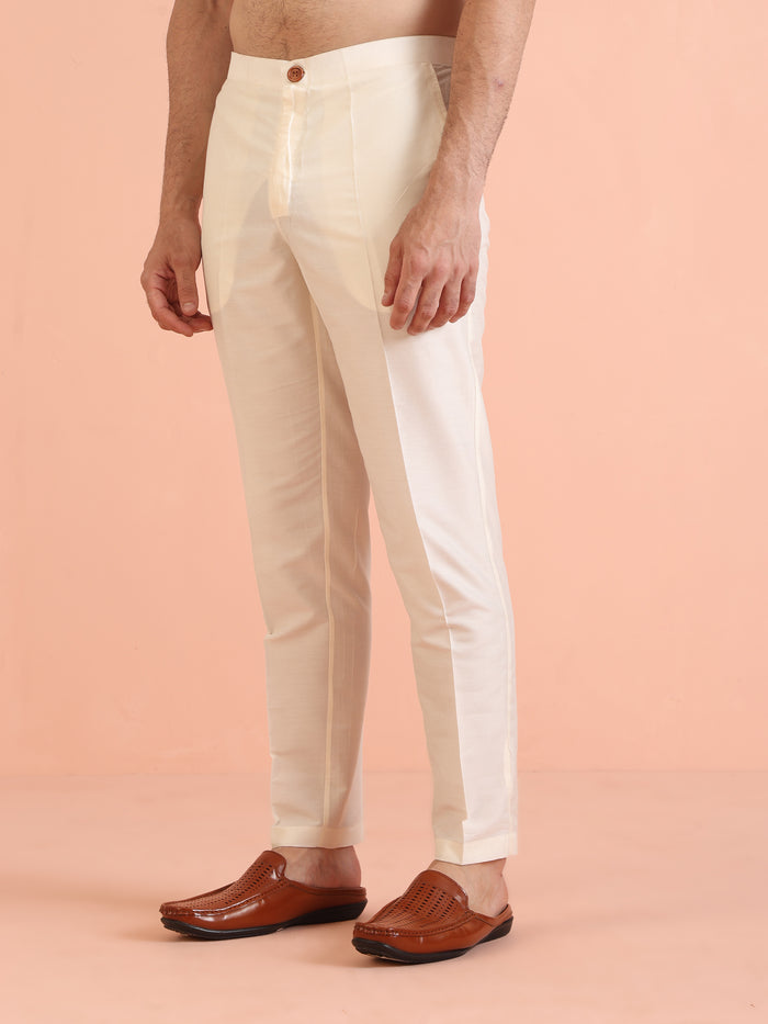 Men Blue Textured Indowestern Trouser Set