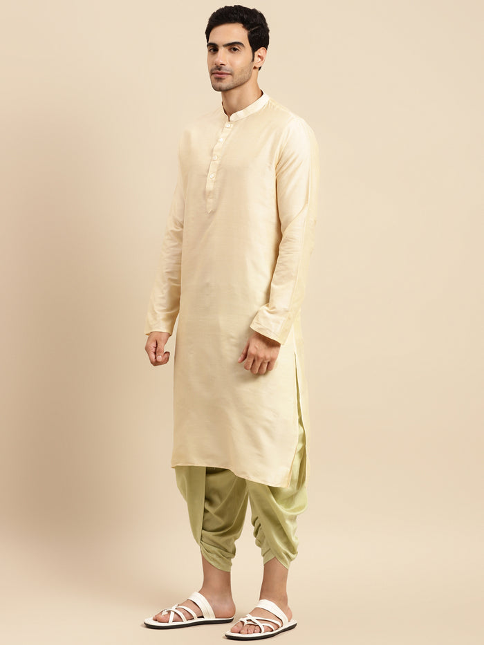 Men Green kurta jacket dhoti set