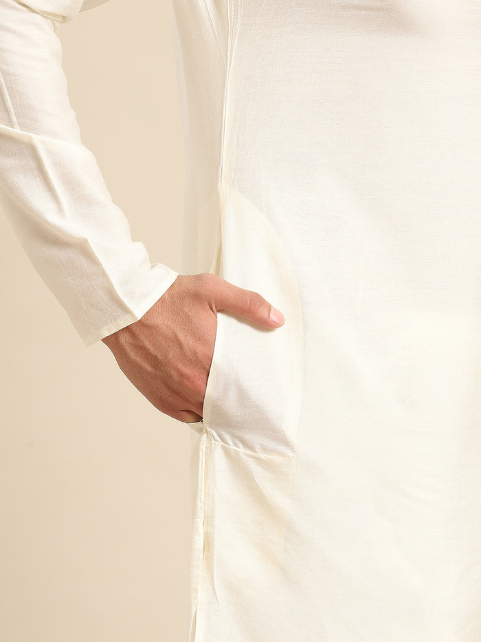 Men Green Kurta Jacket Set