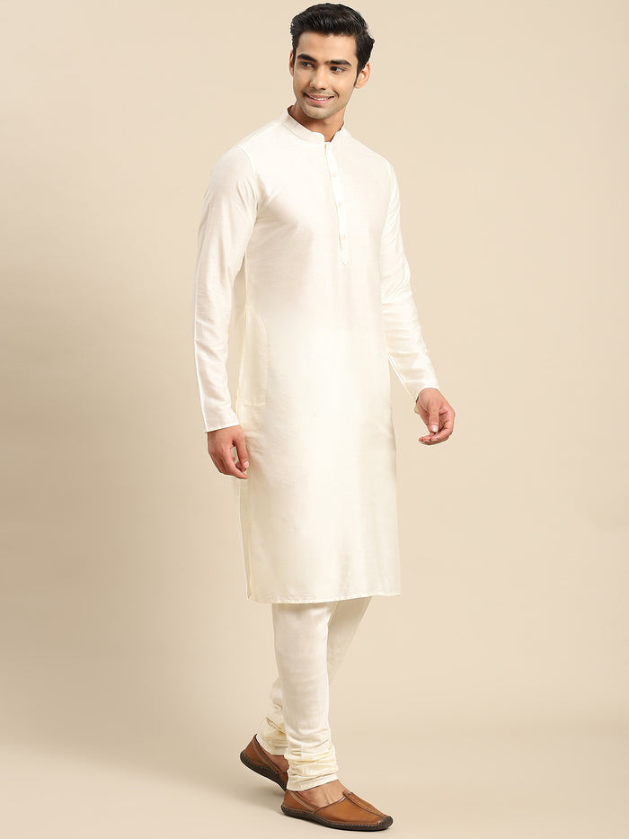 Men Green Kurta Jacket Set