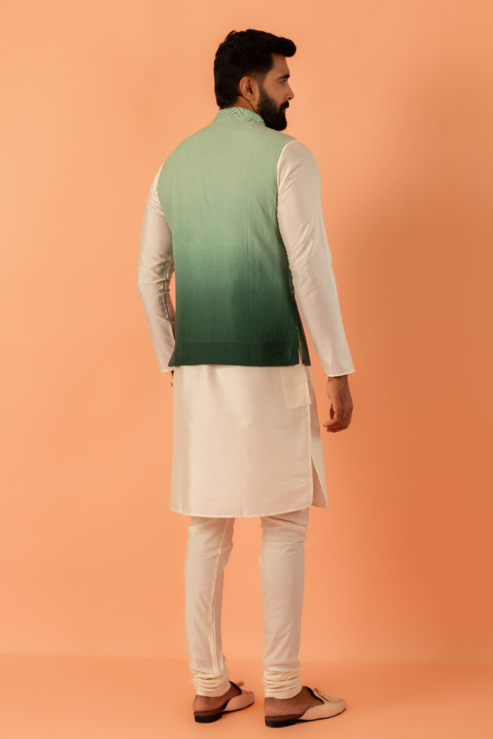Men Green Ombre Nehru Jacket