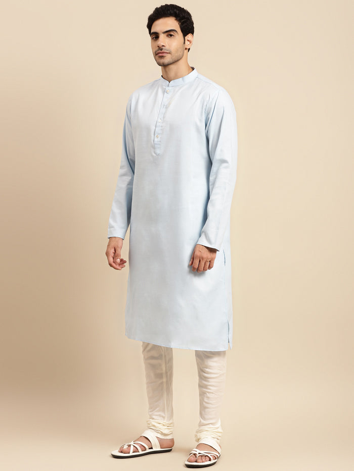 Men Light Blue kurta jacket set