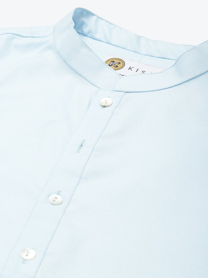 Men Light Blue kurta jacket set