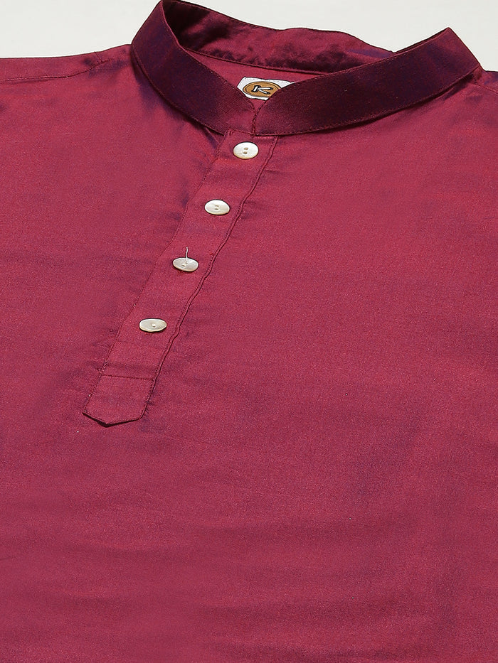 Men Light Pink Kurta Jacket Churidar Set