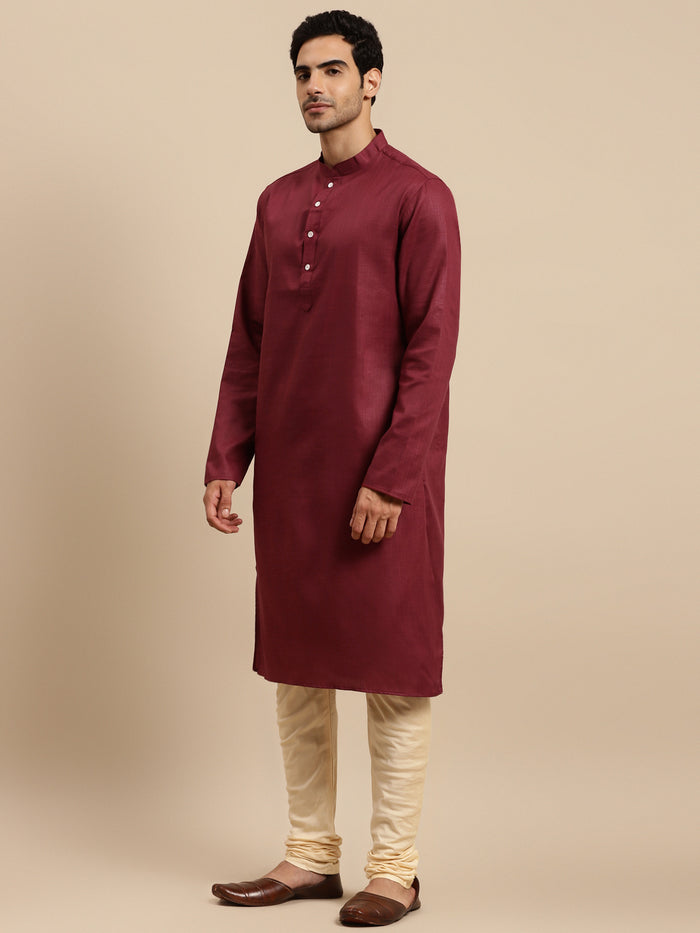 Men Maroon kurta jacket set