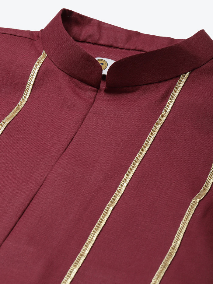 Men Maroon kurta jacket set