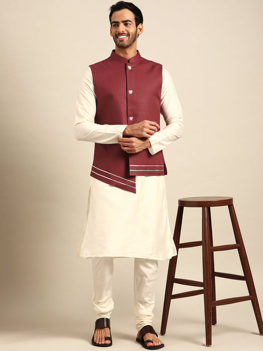 Men Maroon Nehru Jacket