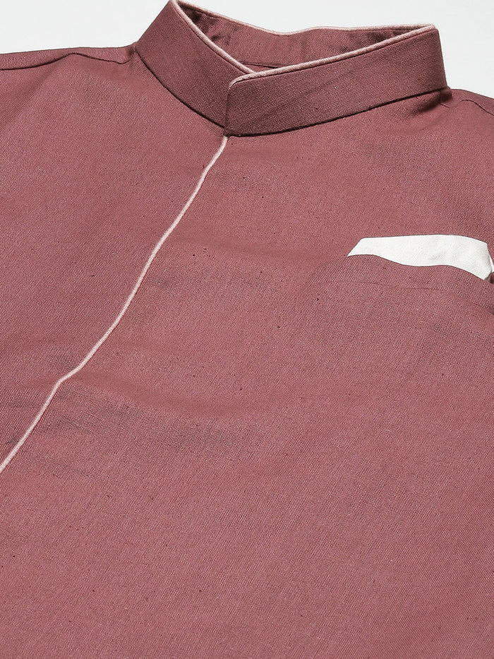 Men Mauve Kurta Jacket Set