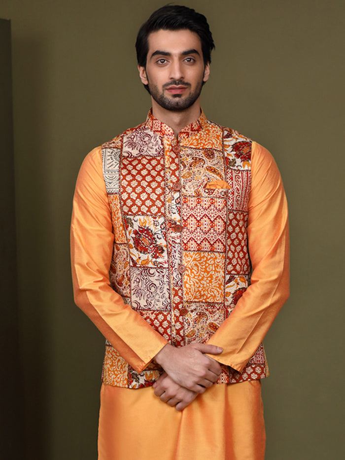 Men Multi Colour Printed Nehru Jacket