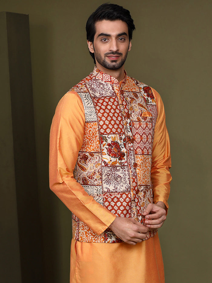 Men Multi Colour Printed Nehru Jacket