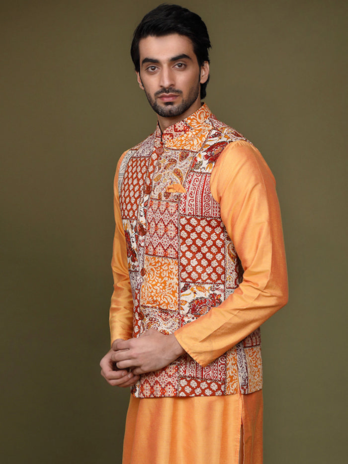 Men Multi Colour Printed Nehru Jacket