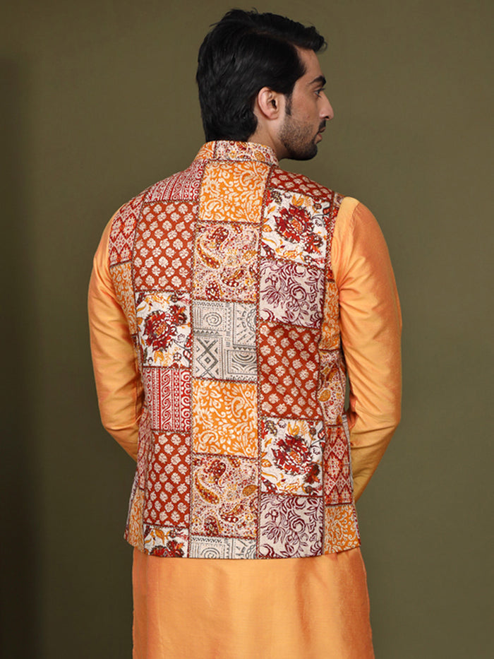 Men Multi Colour Printed Nehru Jacket