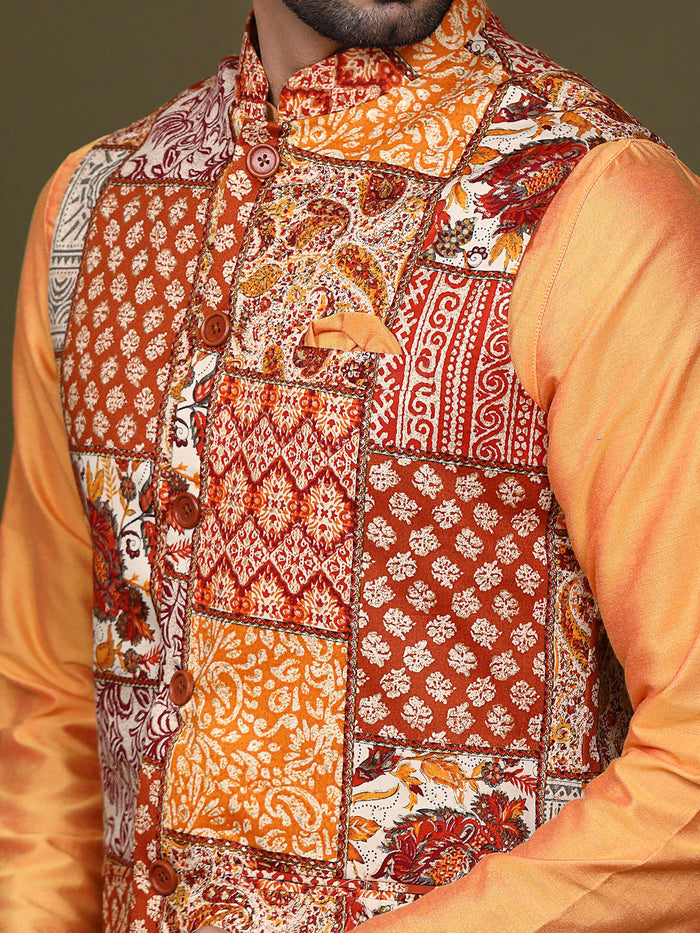 Men Multi Colour Printed Nehru Jacket
